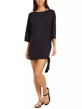 88$ Michael Michael Kors Side-Tie Swim Cover-Up Shirt Women's Size M Black